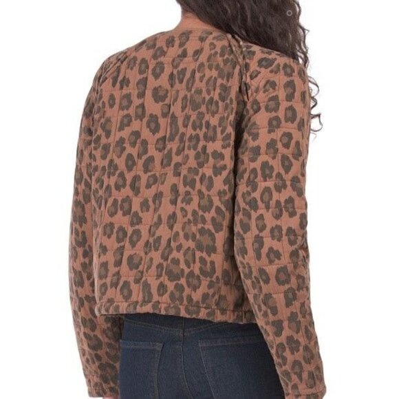 Blank NYC Jackets & Blazers - BLANK NYC Quilted Tencel Leopard Print Cropped Biker Brown Black Jacket Size S